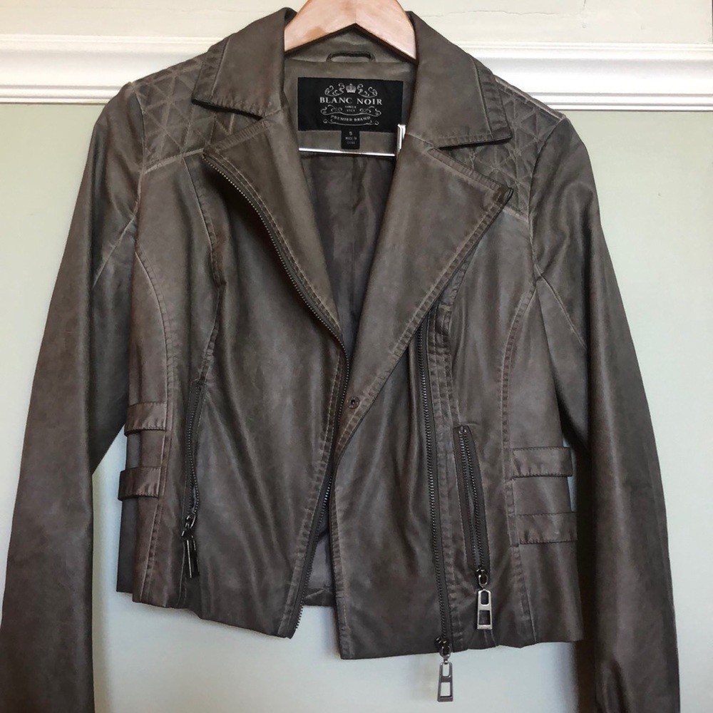 Blanc Noir Gray Leather Jacket